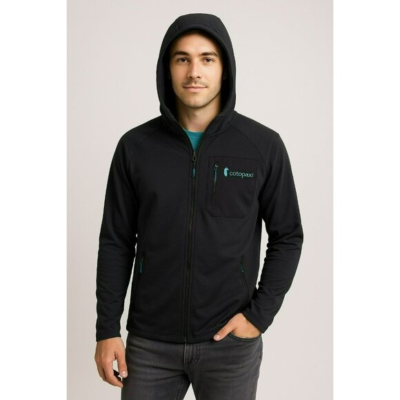 Cotopaxi Hooded Full-Zip Jacket Waffle Texture Mens Large Turquoise Logo And Pul - Picture 2 of 10